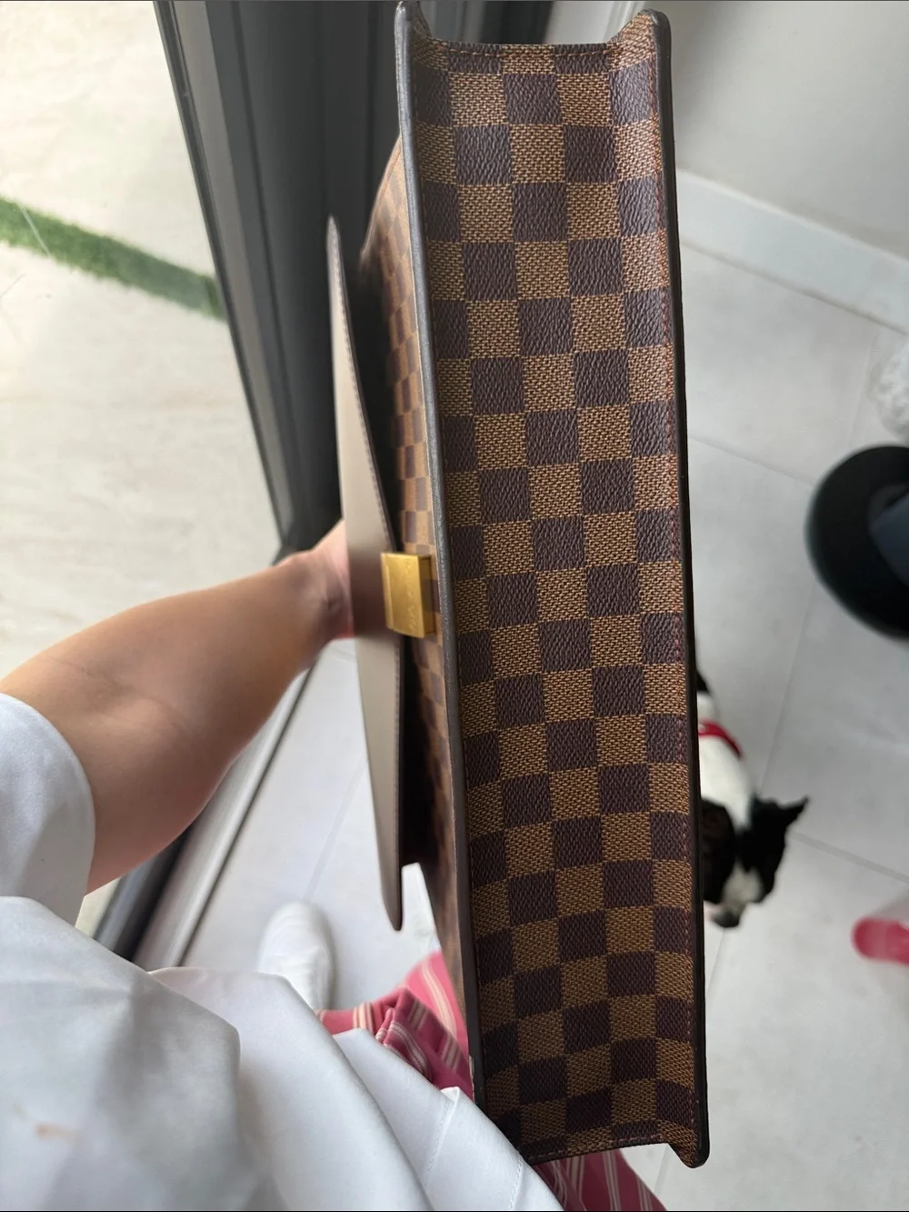 Louis Vuitton Brown Damier Canvas Laptop Briefcase with Gold Hardware